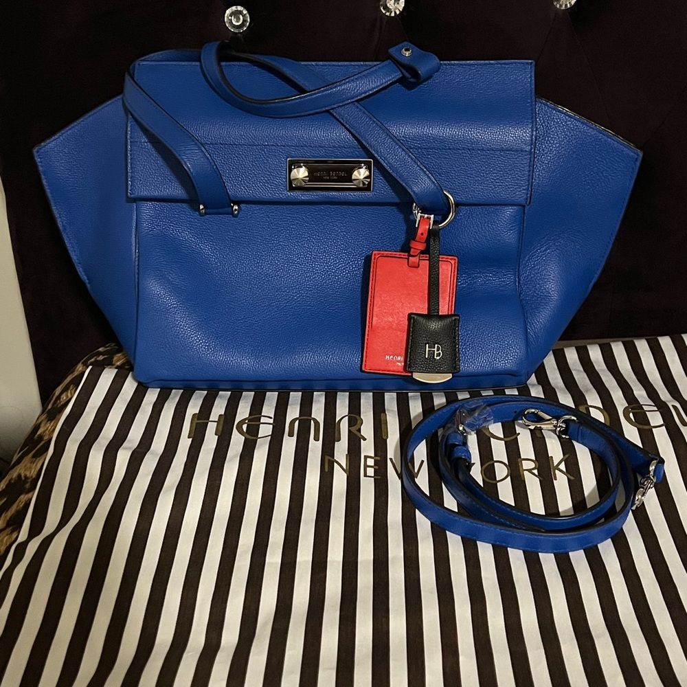 Henri Bendel Royal Blue Modern Icon Convertible Leather Satchel